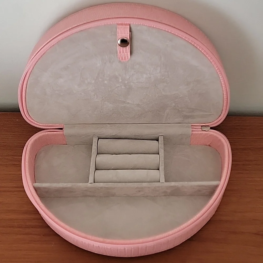 Pink Zip Around Travel Jewelry Storage Case - Picture 3 of 7